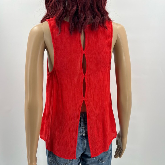 Urban Outfitters x Ecote Embroidered Tank Top Womens Medium Coral Blue Keyhole - Picture 2 of 9